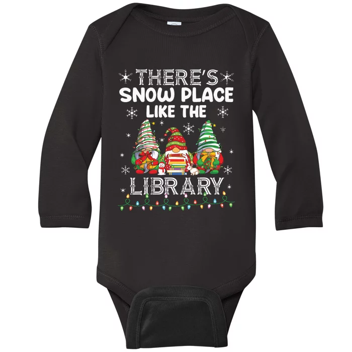 Theres Snow Place Like The Library Librarian Christmas Baby Long Sleeve Bodysuit