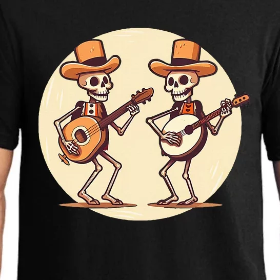 Two Skeletons Playing The Banjo For Halloween Pajama Set