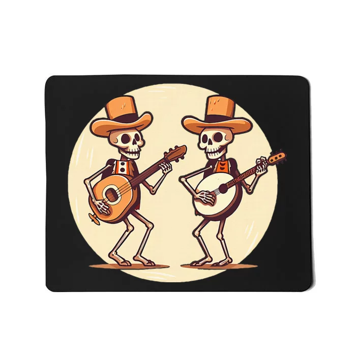 Two Skeletons Playing The Banjo For Halloween Mousepad