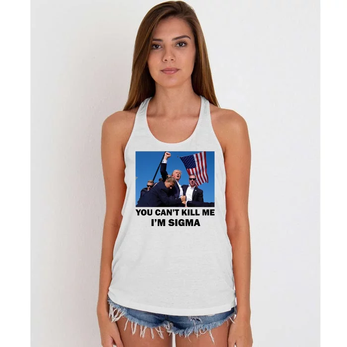 Trump Shot Pennsylvania Rally You CanT Kill Me IM Sigma Women's Knotted Racerback Tank