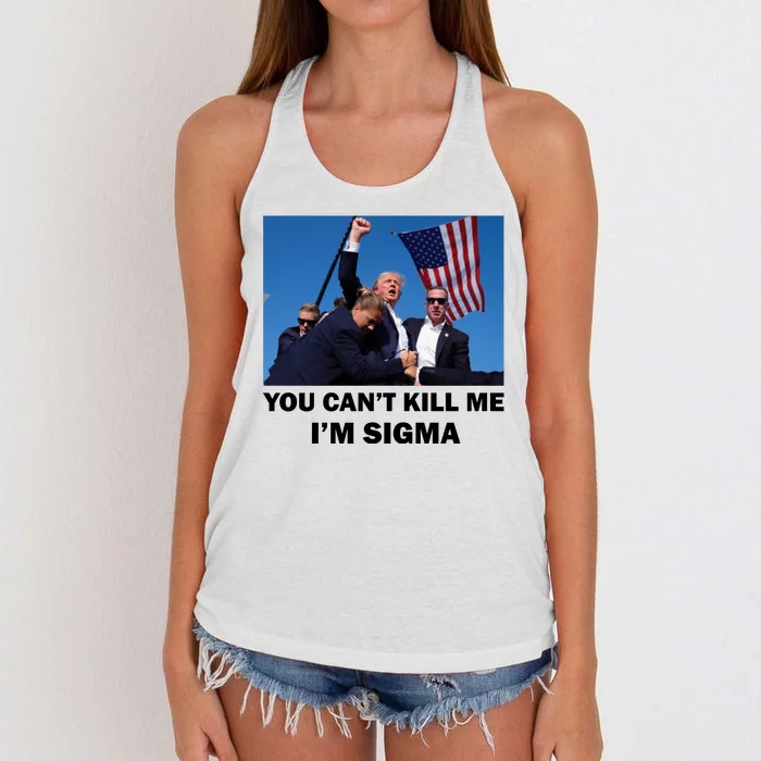 Trump Shot Pennsylvania Rally You CanT Kill Me IM Sigma Women's Knotted Racerback Tank