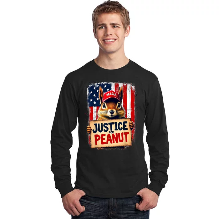 The Squirrel Peanut Squirrel Maga American Flag Justice For Peanut Gift Tall Long Sleeve T-Shirt