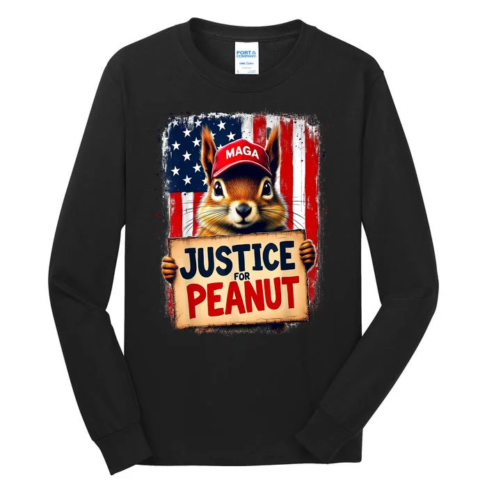 The Squirrel Peanut Squirrel Maga American Flag Justice For Peanut Gift Tall Long Sleeve T-Shirt