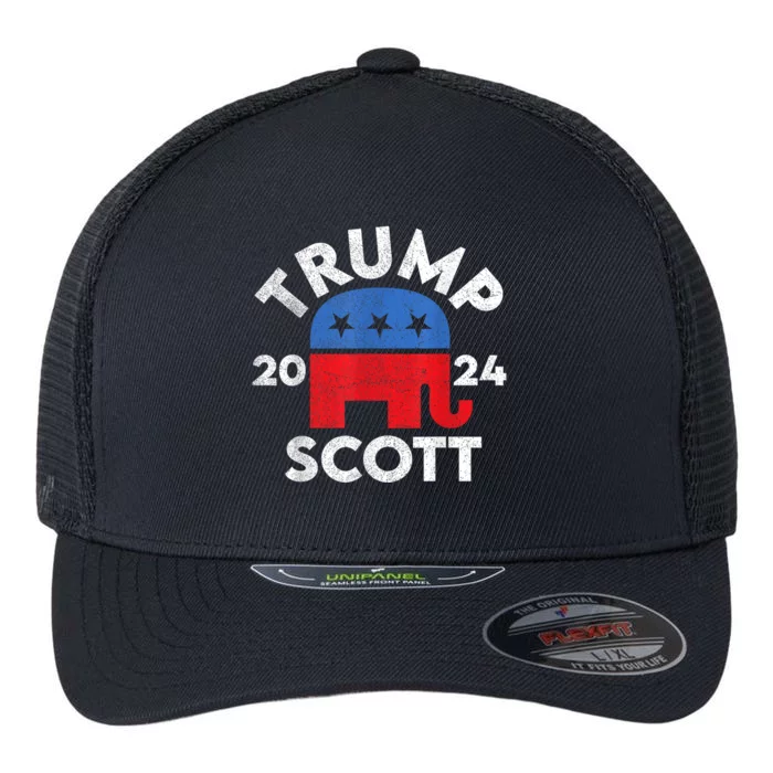 Trump Scott President Trump 2024 Flexfit Unipanel Trucker Cap