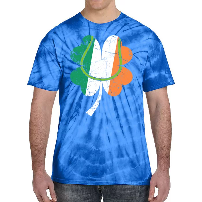 Tennis St Patricks Day Catcher Pitcher Shamrock Gift Tie-Dye T-Shirt