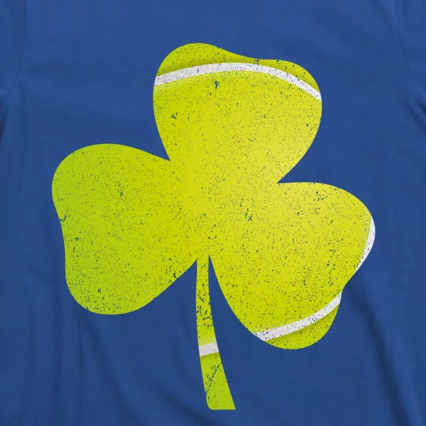 Tennis St Patricks Day Funny Gift Distressed Irish Shamrock Gift T-Shirt