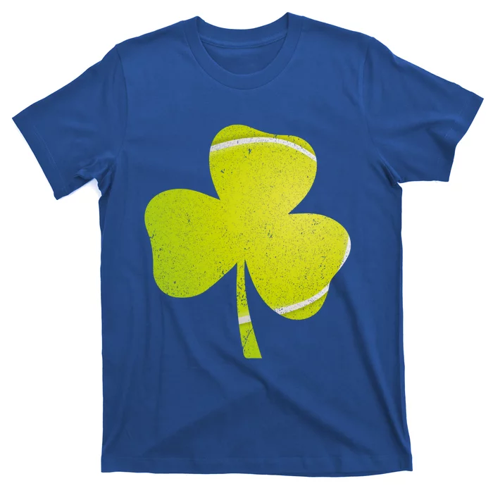 Tennis St Patricks Day Funny Gift Distressed Irish Shamrock Gift T-Shirt