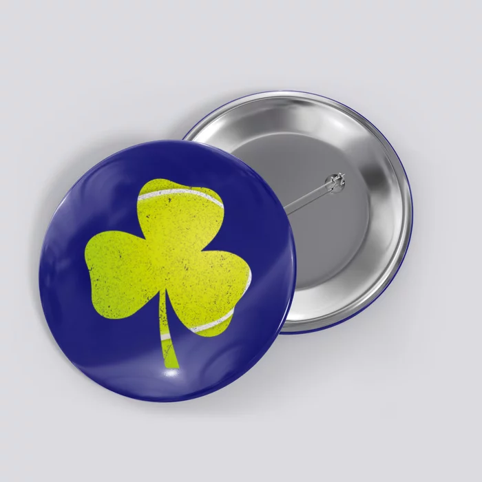 Tennis St Patricks Day Funny Gift Distressed Irish Shamrock Gift Button