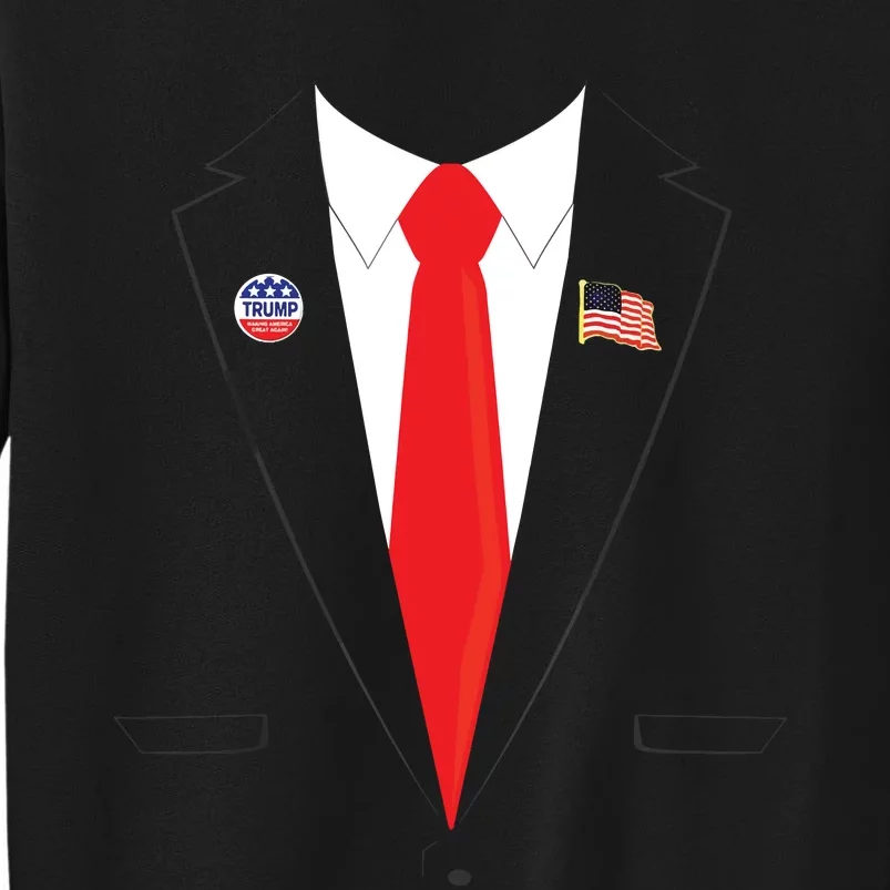 Tuxedo Suit Presidents Day Trump Pin Costume Tall Sweatshirt