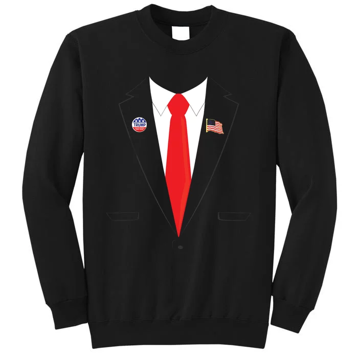 Tuxedo Suit Presidents Day Trump Pin Costume Tall Sweatshirt