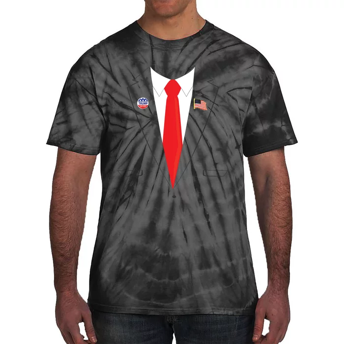 Tuxedo Suit Presidents Day Trump Pin Costume Tie-Dye T-Shirt