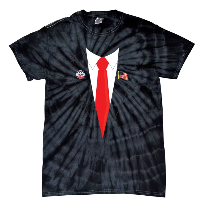 Tuxedo Suit Presidents Day Trump Pin Costume Tie-Dye T-Shirt