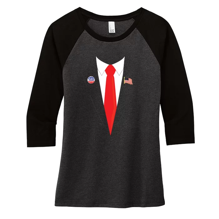 Tuxedo Suit Presidents Day Trump Pin Costume Women's Tri-Blend 3/4-Sleeve Raglan Shirt