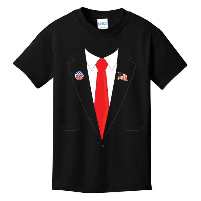 Tuxedo Suit Presidents Day Trump Pin Costume Kids T-Shirt