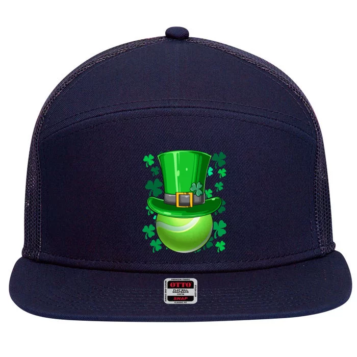 Tennis St Patrick's Day Irish Tennis Players Leprechaun Hat Gift 7 Panel Mesh Trucker Snapback Hat