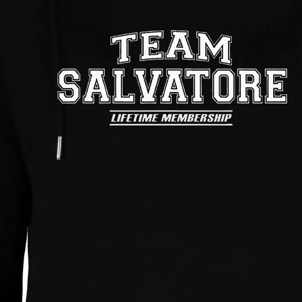 Team Salvatore Proud Family Surname Last Name Womens Funnel Neck Pullover Hood