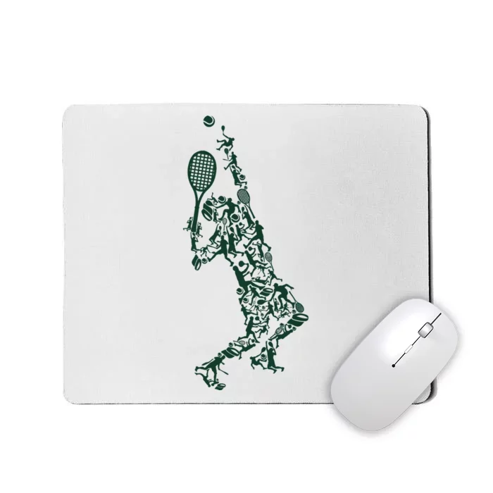 Tennis Shirt Player Positions Balls Racket In Drawing Mousepad