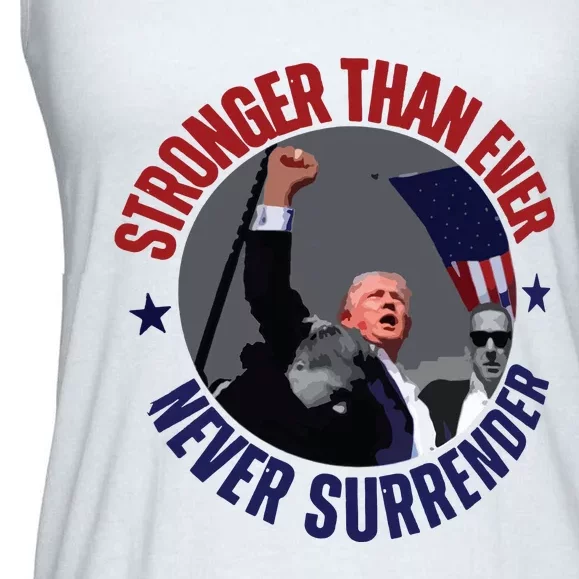 Trump Shot Photo Never Surrender Trump 2024 Butler Rally Trump Ladies Essential Flowy Tank