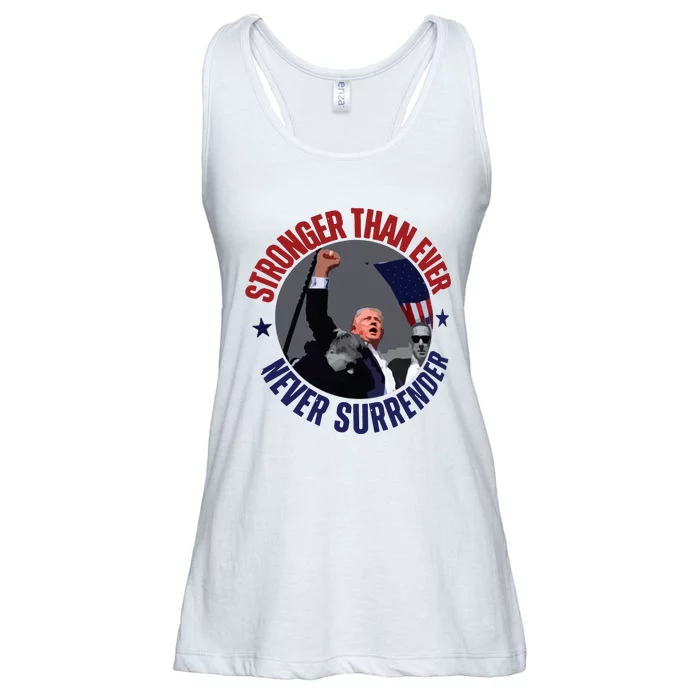 Trump Shot Photo Never Surrender Trump 2024 Butler Rally Trump Ladies Essential Flowy Tank