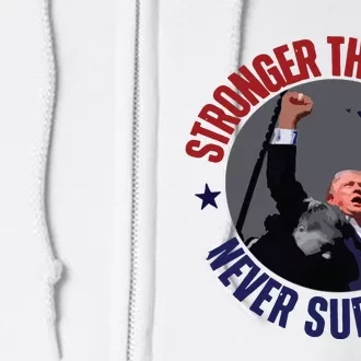 Trump Shot Photo Never Surrender Trump 2024 Butler Rally Trump Full Zip Hoodie