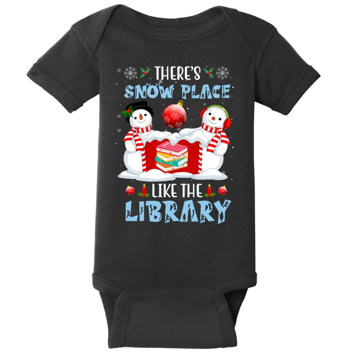 There's Snow Place Like The Library Book Worm Christmas Baby Bodysuit