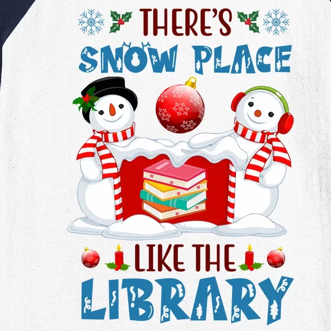 There's Snow Place Like The Library Book Worm Christmas Baseball Sleeve Shirt