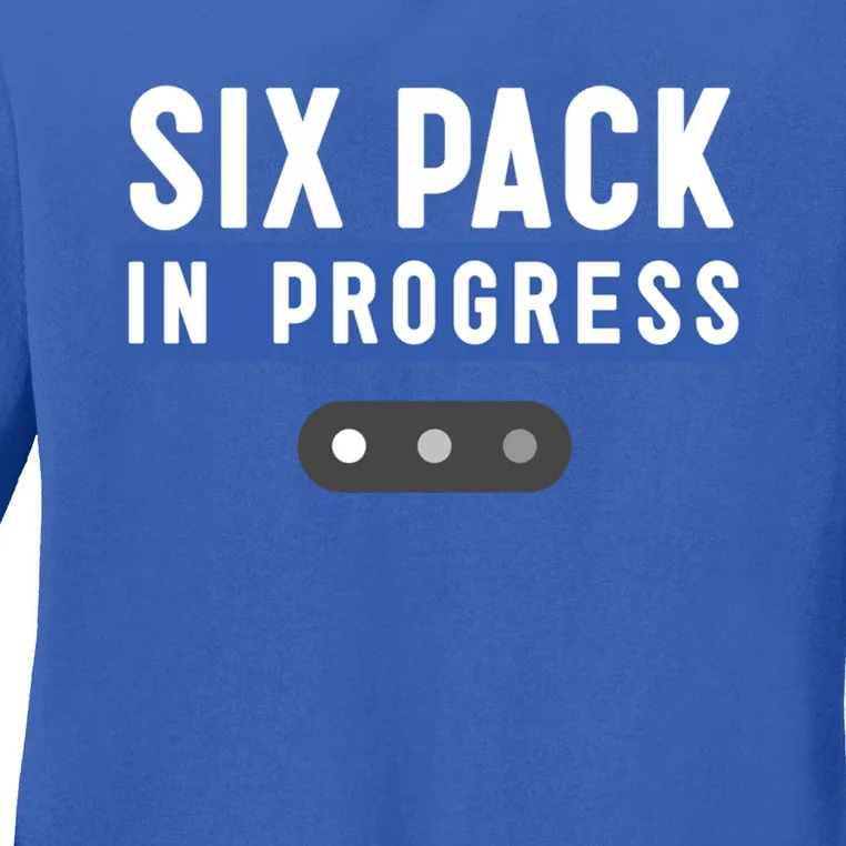 Trendy Six Pack In Progress Loading Bar Fitness Humor Gift Ladies Long Sleeve Shirt