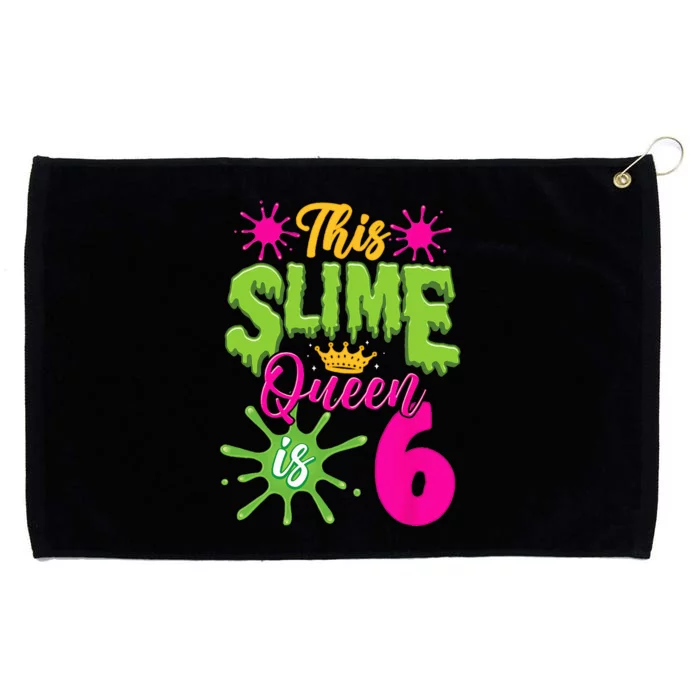 This Slime Queen Is 6 Slime 6th Birthday Grommeted Golf Towel