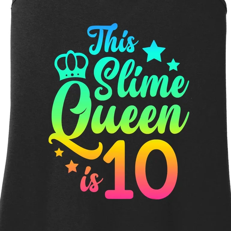 This Slime Queen Is 10 Girl Funny 10th Birthday Party Squad Ladies Essential Tank