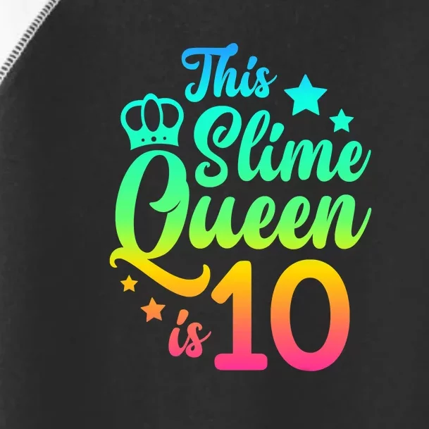 This Slime Queen Is 10 Girl Funny 10th Birthday Party Squad Toddler Fine Jersey T-Shirt