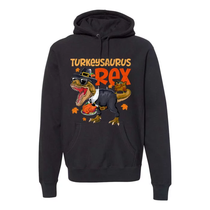 Turkey Saurus Rex Thanksgiving Dinosaur Turkey Premium Hoodie