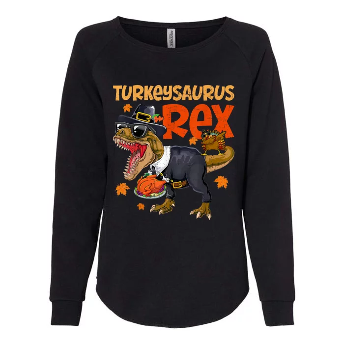 Turkey Saurus Rex Thanksgiving Dinosaur Turkey Womens California Wash Sweatshirt