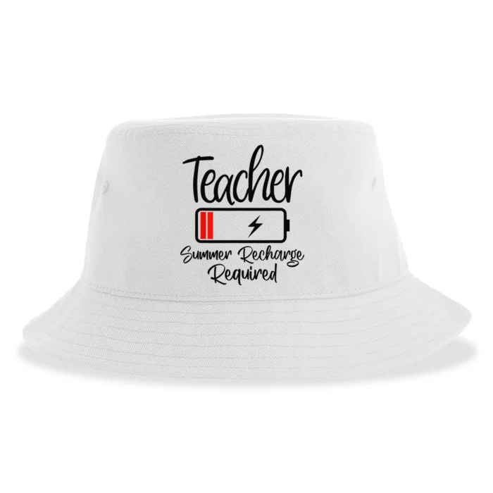 Teacher Summer Recharge Required Last day School Wo Funny Sustainable Bucket Hat