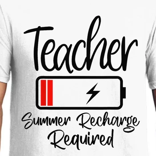 Teacher Summer Recharge Required Last day School Wo Funny Pajama Set