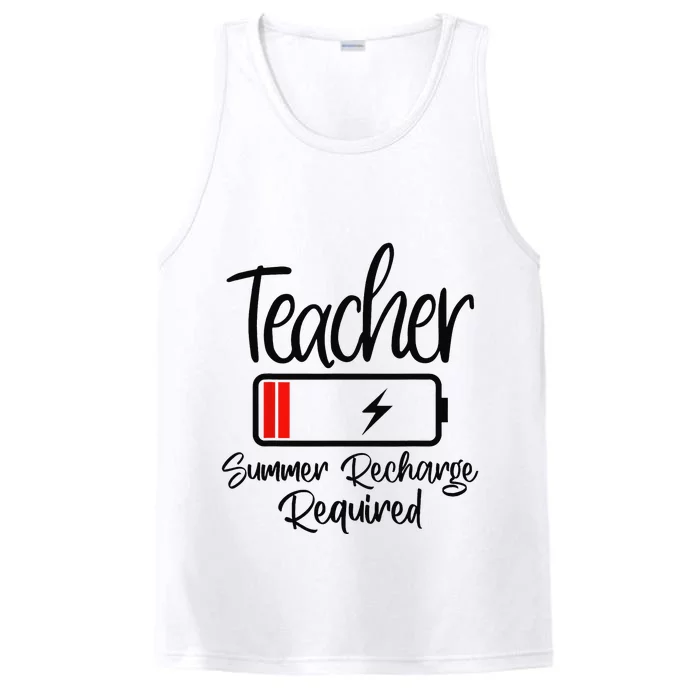 Teacher Summer Recharge Required Last day School Wo Funny Performance Tank