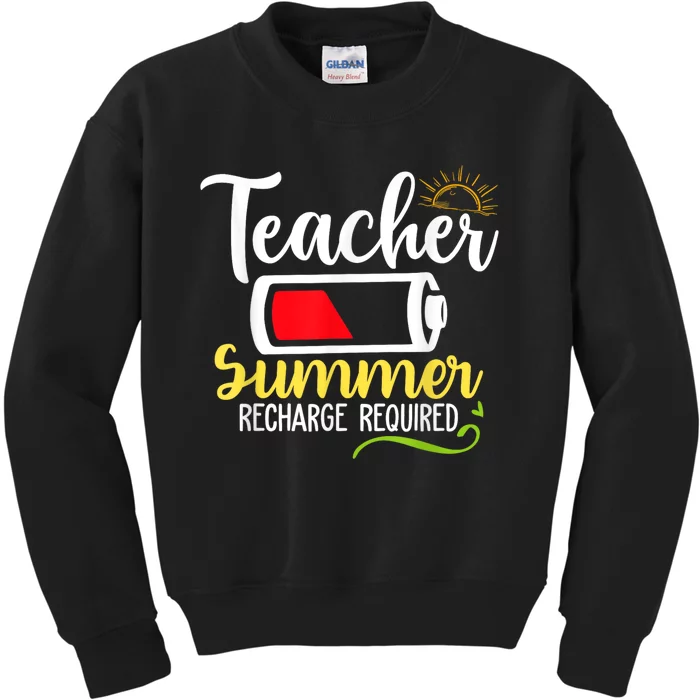 Teacher Summer Recharge Required Last Day School Vacation Kids Sweatshirt