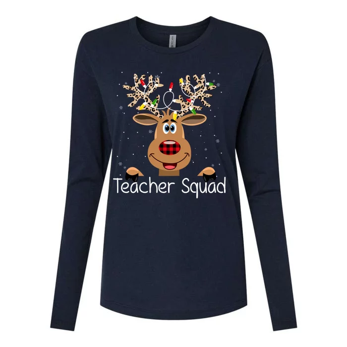 Teacher Squad Reindeer Christmas Holiday Womens Cotton Relaxed Long Sleeve T-Shirt