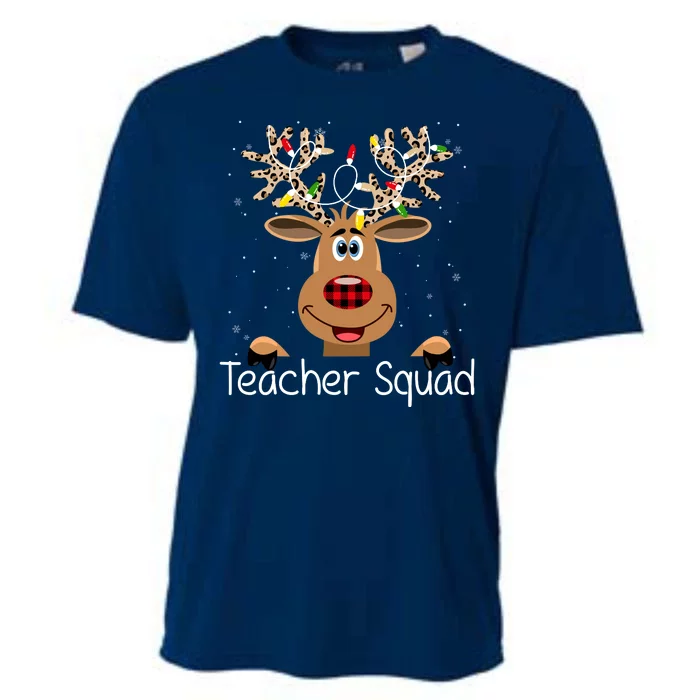 Teacher Squad Reindeer Christmas Holiday Cooling Performance Crew T-Shirt