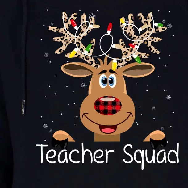 Teacher Squad Reindeer Christmas Holiday Womens Funnel Neck Pullover Hood