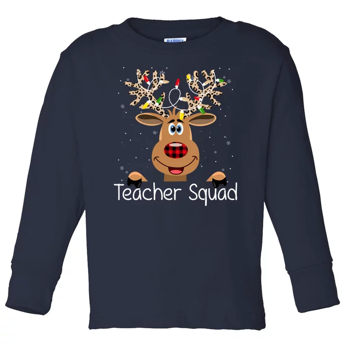 Teacher Squad Reindeer Christmas Holiday Toddler Long Sleeve Shirt