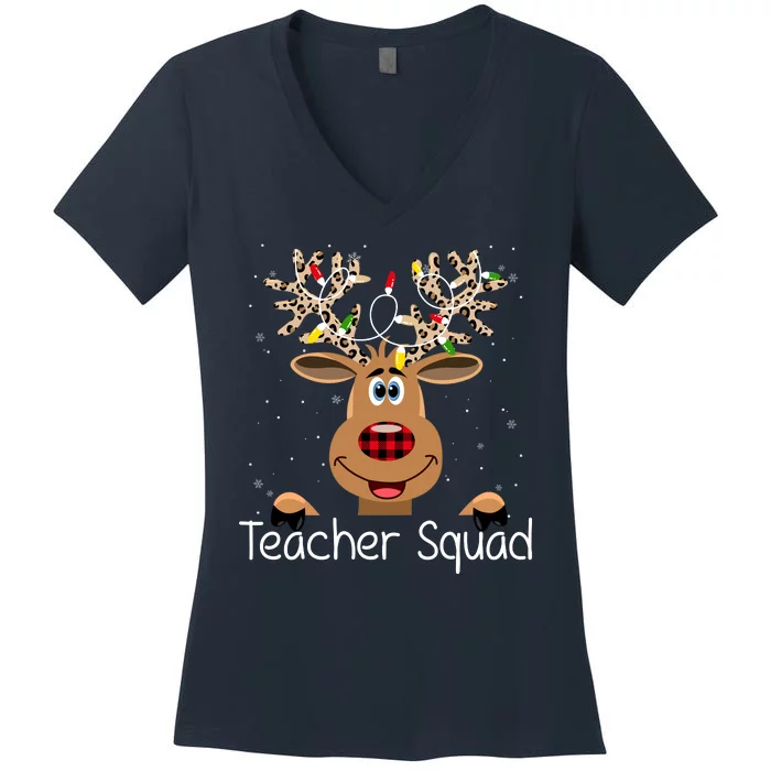 Teacher Squad Reindeer Christmas Holiday Women's V-Neck T-Shirt