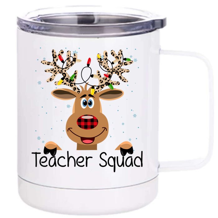 Teacher Squad Reindeer Christmas Holiday Front & Back 12oz Stainless Steel Tumbler Cup