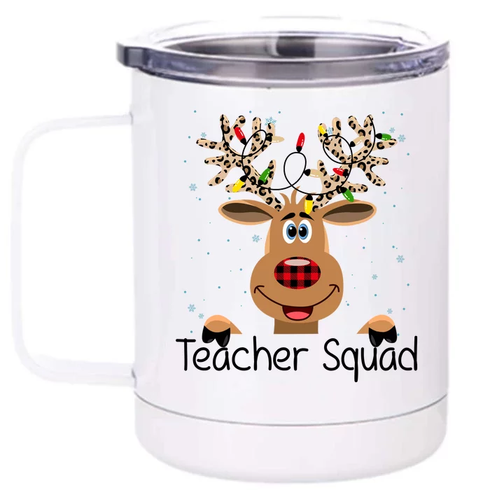 Teacher Squad Reindeer Christmas Holiday Front & Back 12oz Stainless Steel Tumbler Cup