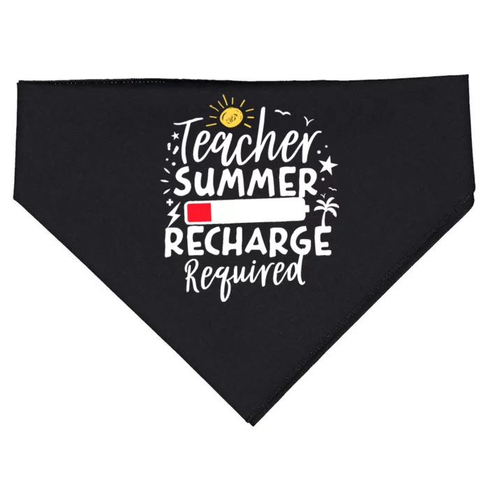 Teacher Summer Recharge Required Battery Teacher Break USA-Made Doggie Bandana