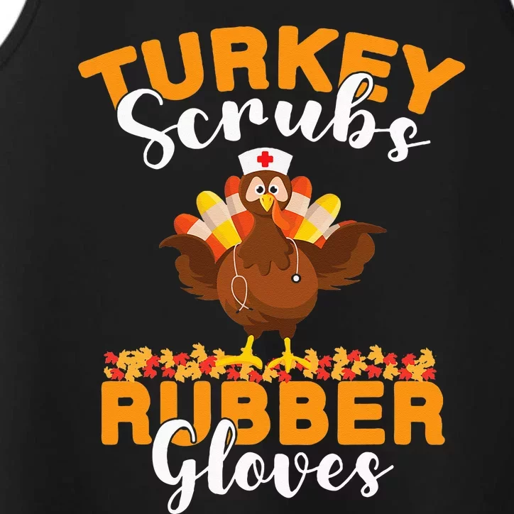 Turkey Scrubs Rubber Gloves Thanksgiving Nurse Practitioner Performance Tank