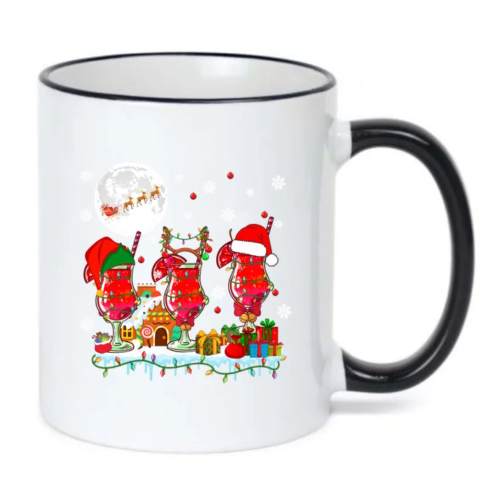 Three Santa Reindeer Elf Glasses Of Cocktail Xmas Ing Gift Black Color Changing Mug