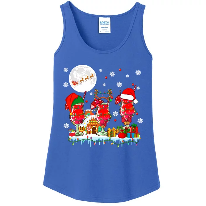 Three Santa Reindeer Elf Glasses Of Cocktail Xmas Ing Gift Ladies Essential Tank