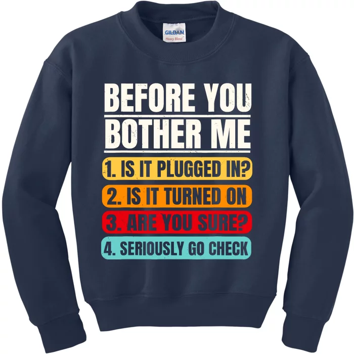 Tech Support Retro Vintage Help Desk It Call Center Kids Sweatshirt