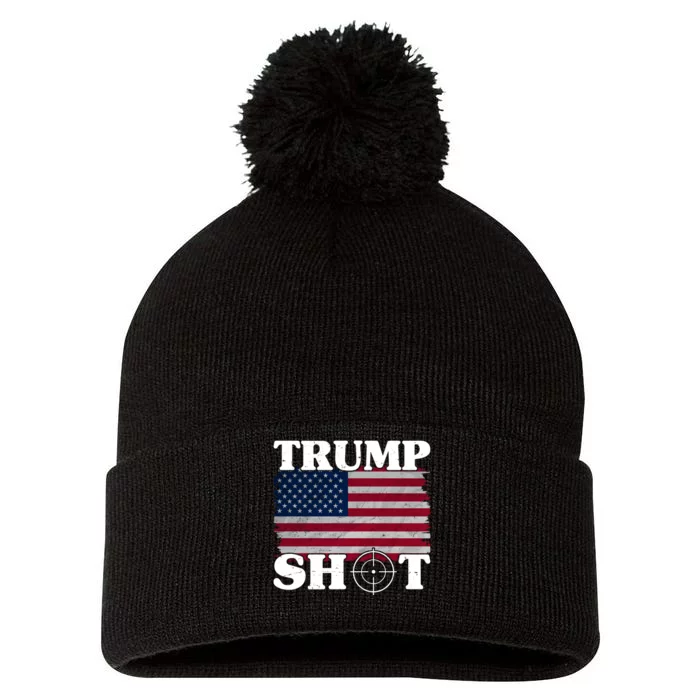 Trump Shot Rally Failed Shots Fired Assassination Pom Pom 12in Knit Beanie