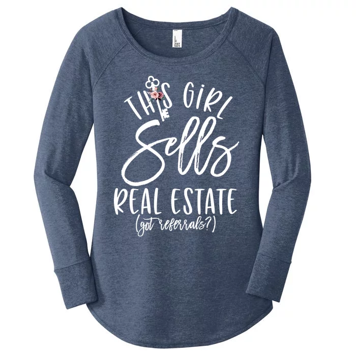 This Sells Real Estate Floral House Key Sweatshirt Women's Perfect Tri Tunic Long Sleeve Shirt